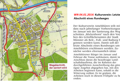 Nach der Sanierung des Weges Böckenhorst, Lückenschluss des Wanderweges um Amelsbüren